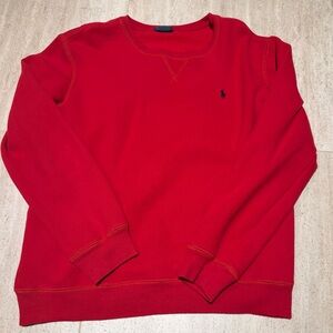 Ralph Lauren Red Crewneck Sweatshirt with Navy Pony